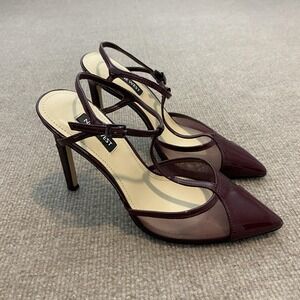 Nine West Heel Shoes Womens Size 6.5 Red Patent Mesh Strappy Stiletto Pumps